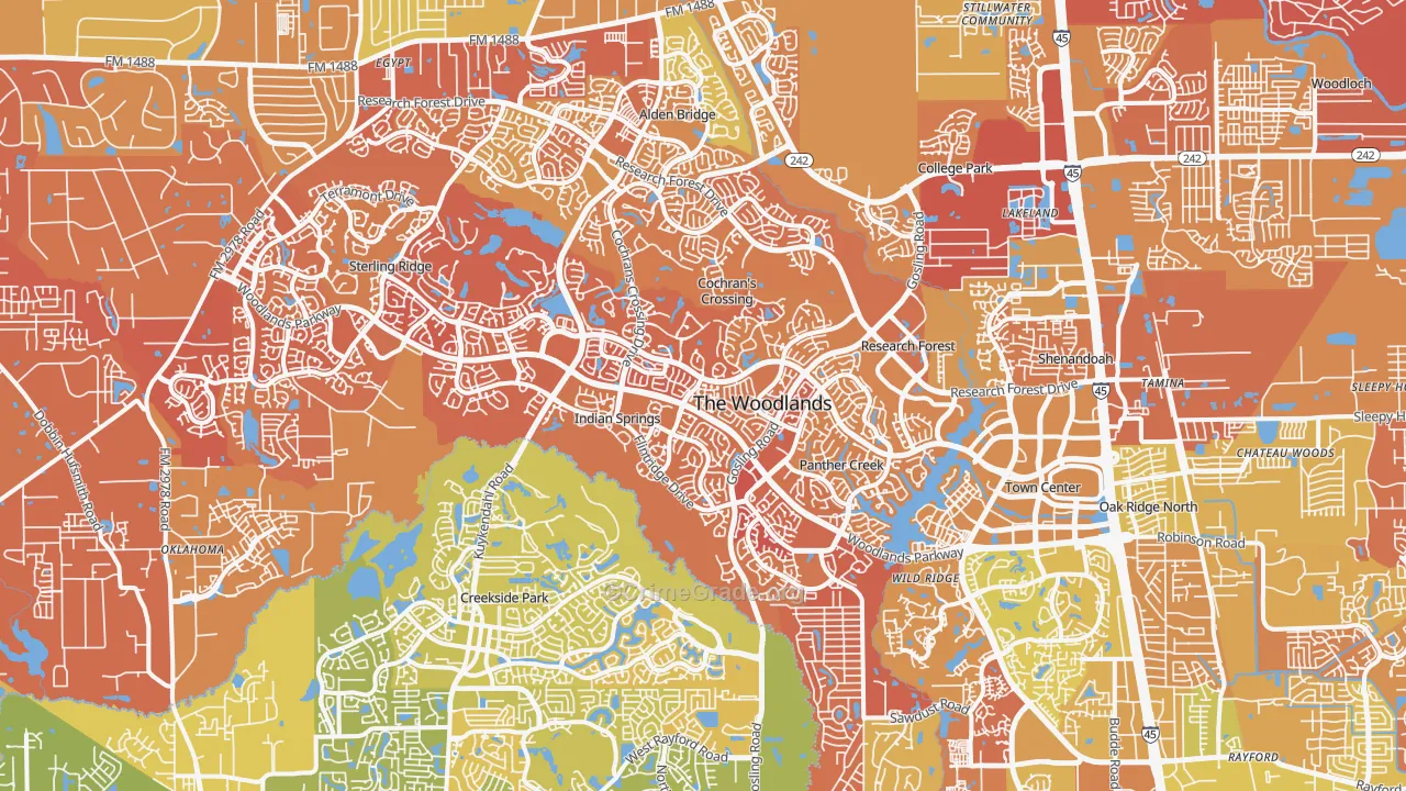 The Woodlands, TX Map of Murder Rates