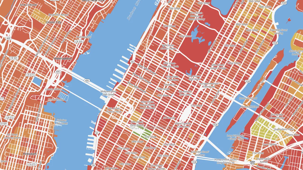 Theater District, Manhattan, NY Map of Murder Rates