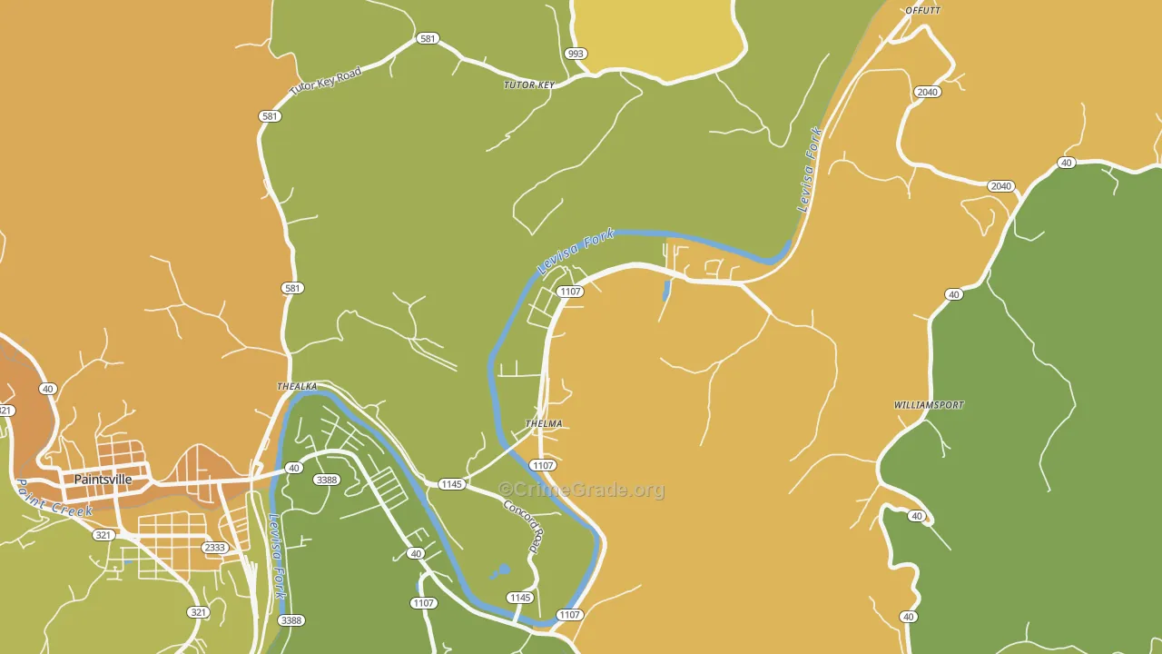 Thelma, KY Map of Murder Rates