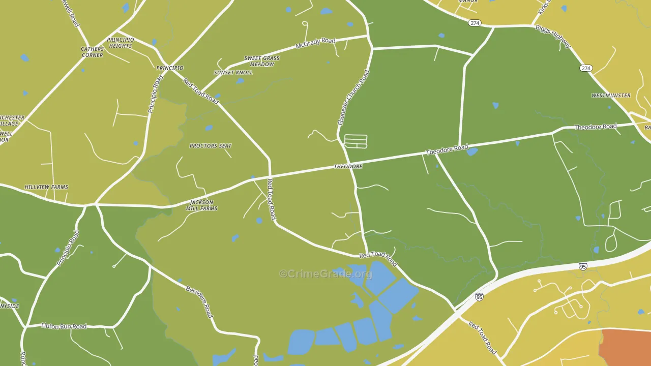 Theodore, MD Map of Murder Rates