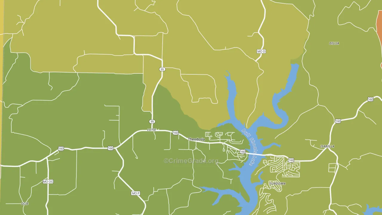 Theodosia, MO Map of Murder Rates