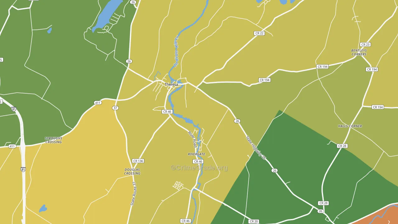 Theresa, NY Map of Murder Rates