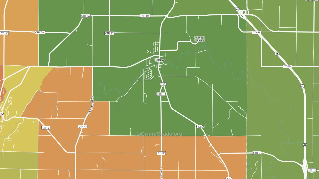 Theresa, WI Map of Murder Rates