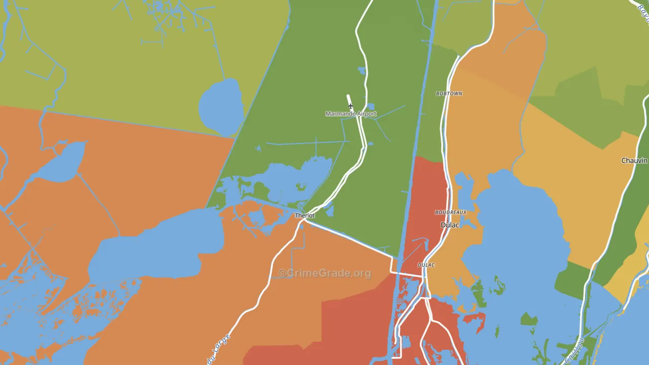 Theriot, LA Map of Murder Rates