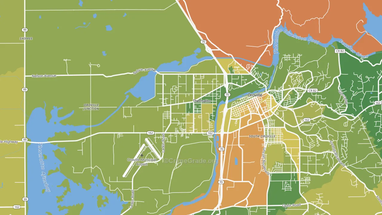 Thermalito, CA Map of Murder Rates