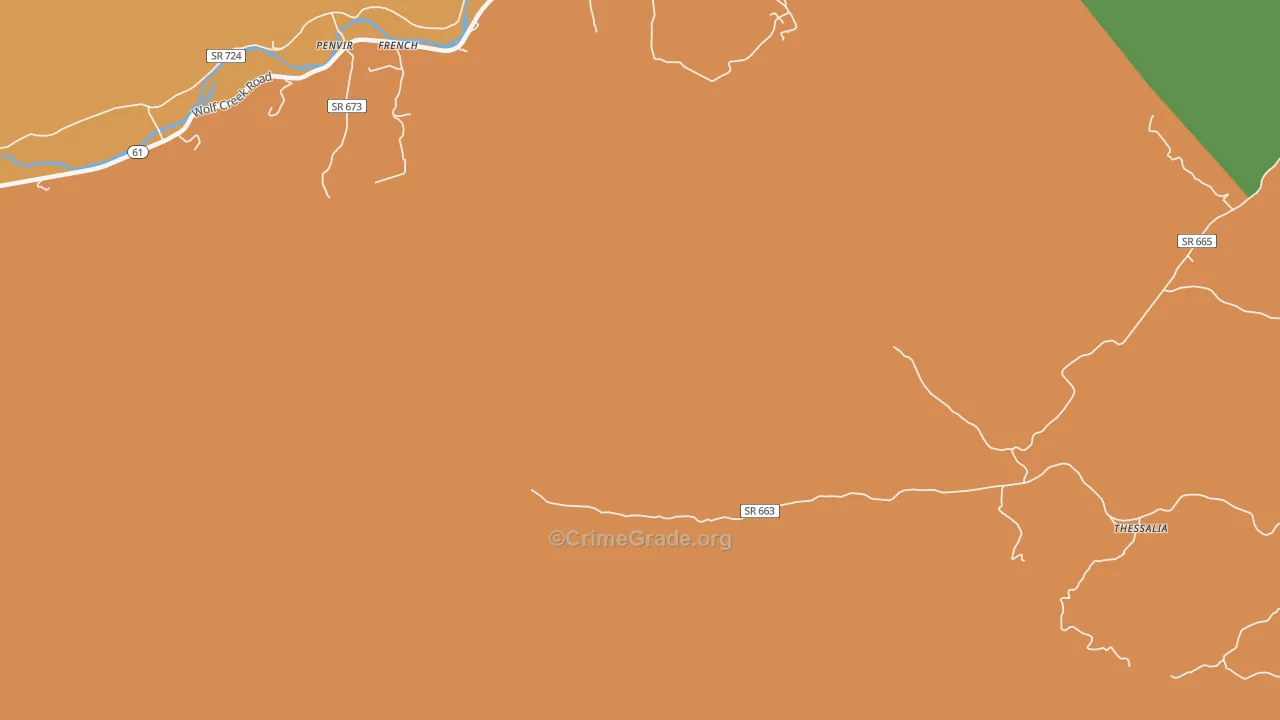Thessalia, VA Map of Murder Rates