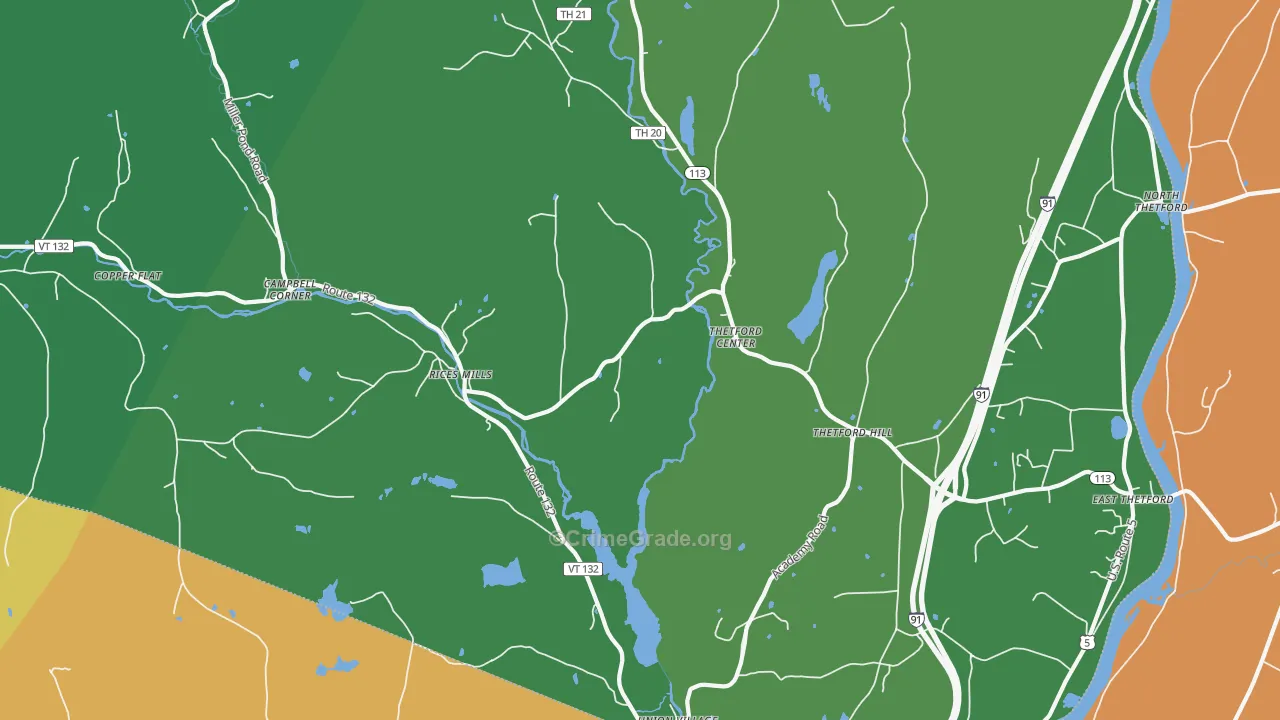 Thetford Center, VT Map of Murder Rates