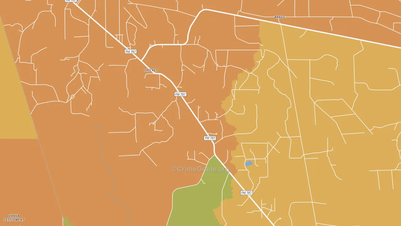 Thicket, TX Map of Murder Rates
