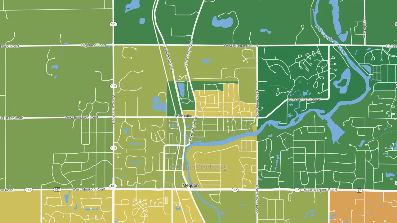 Thiensville, WI Map of Murder Rates