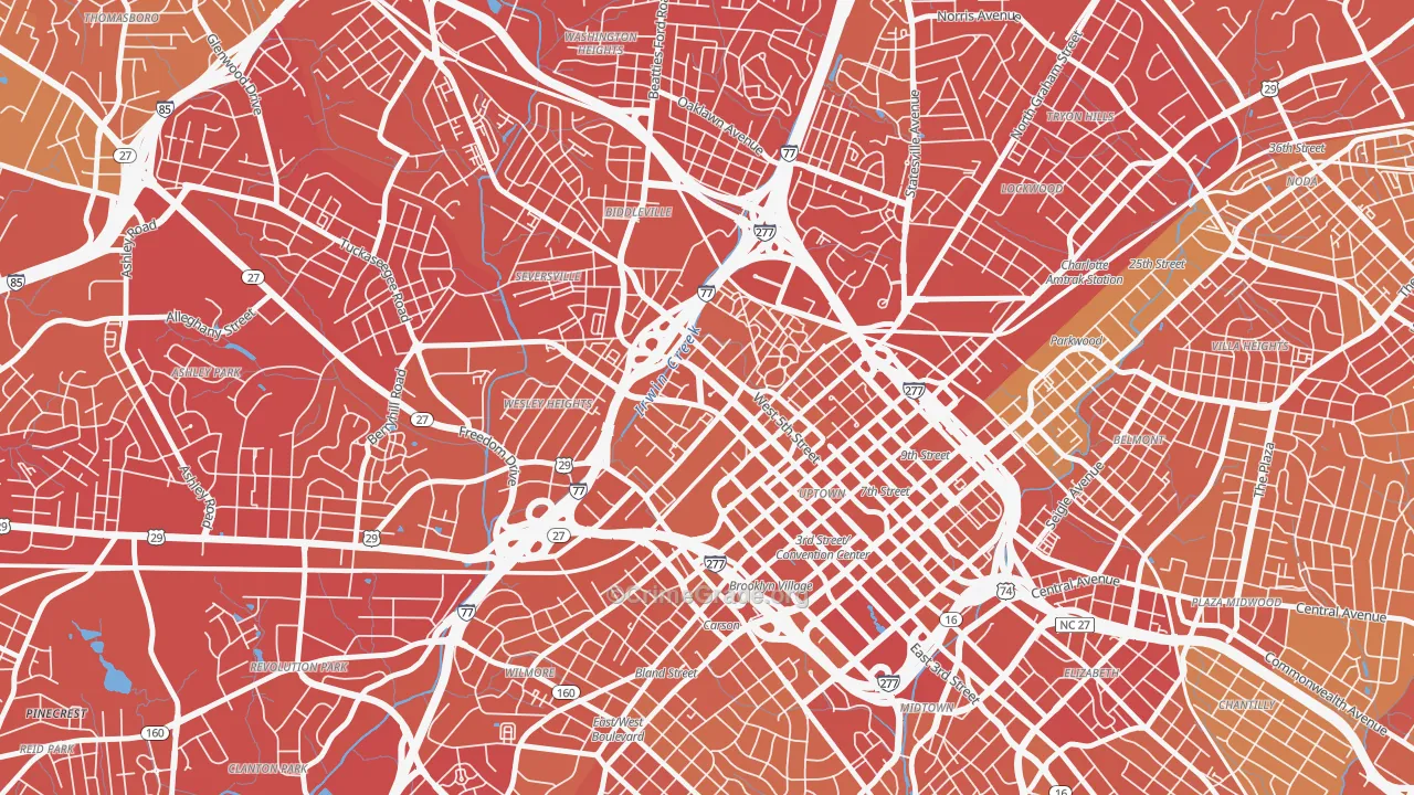 Third Ward, Charlotte, NC Map of Murder Rates