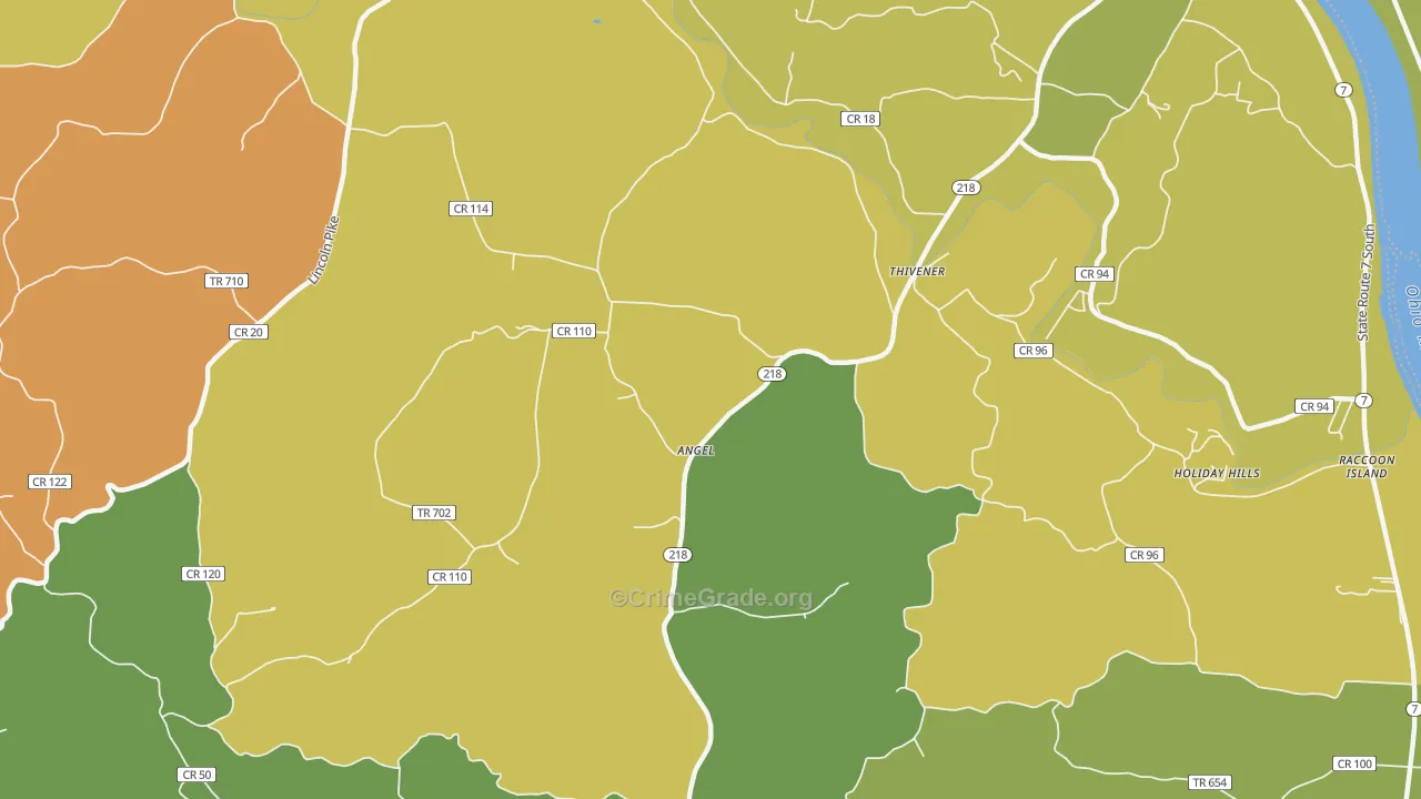 Thivener, OH Map of Murder Rates