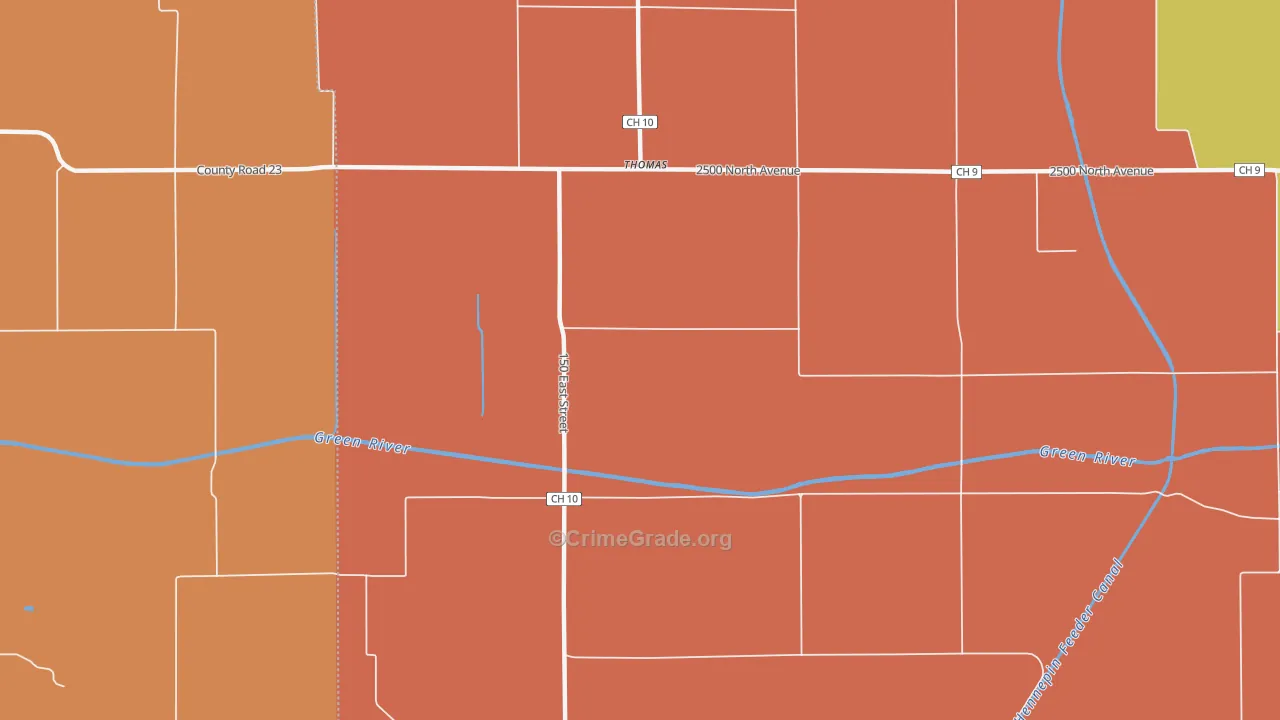 Thomas, IL Map of Murder Rates