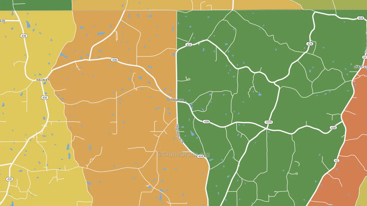 Thomas, LA Map of Murder Rates