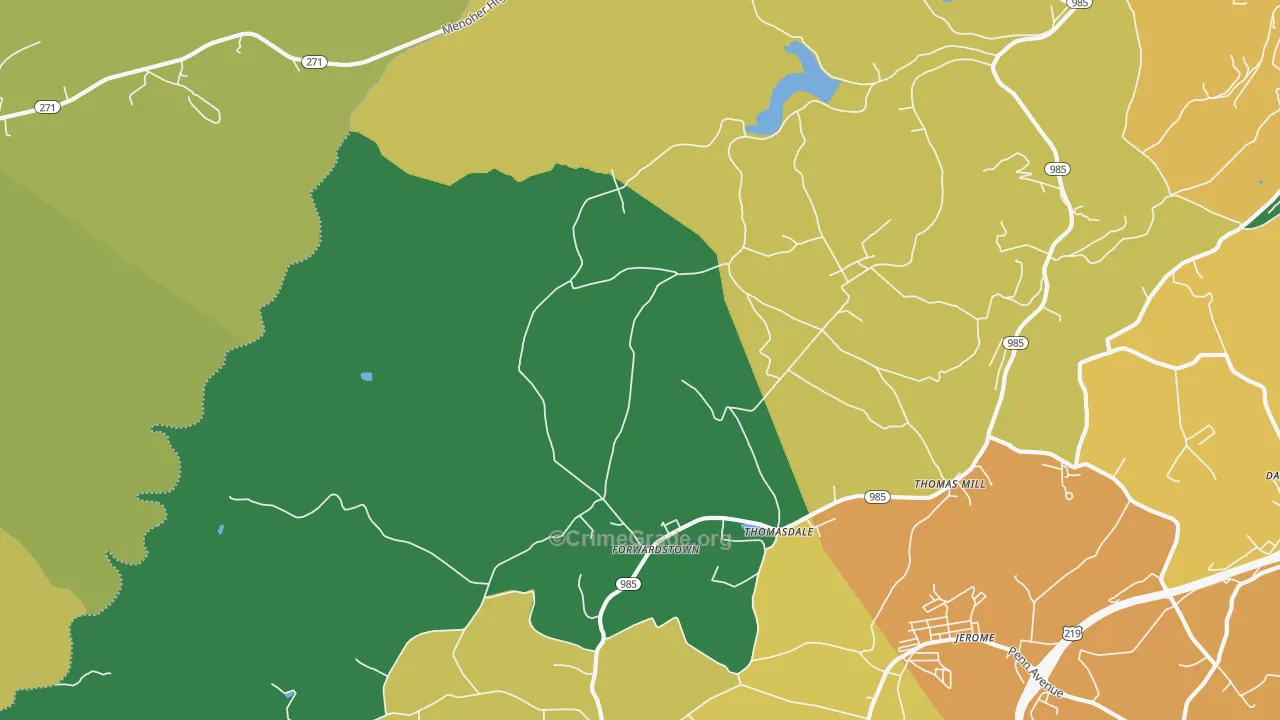 Thomas Mills, PA Map of Murder Rates