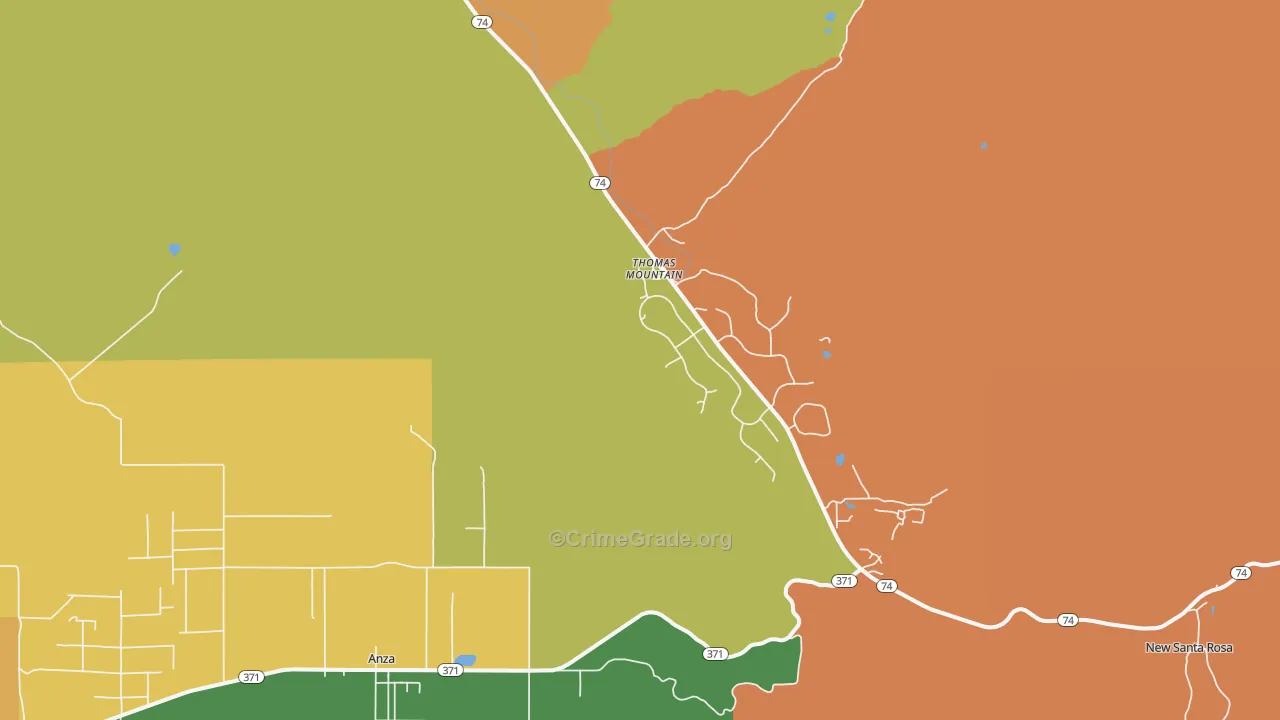 Thomas Mountain, CA Map of Murder Rates