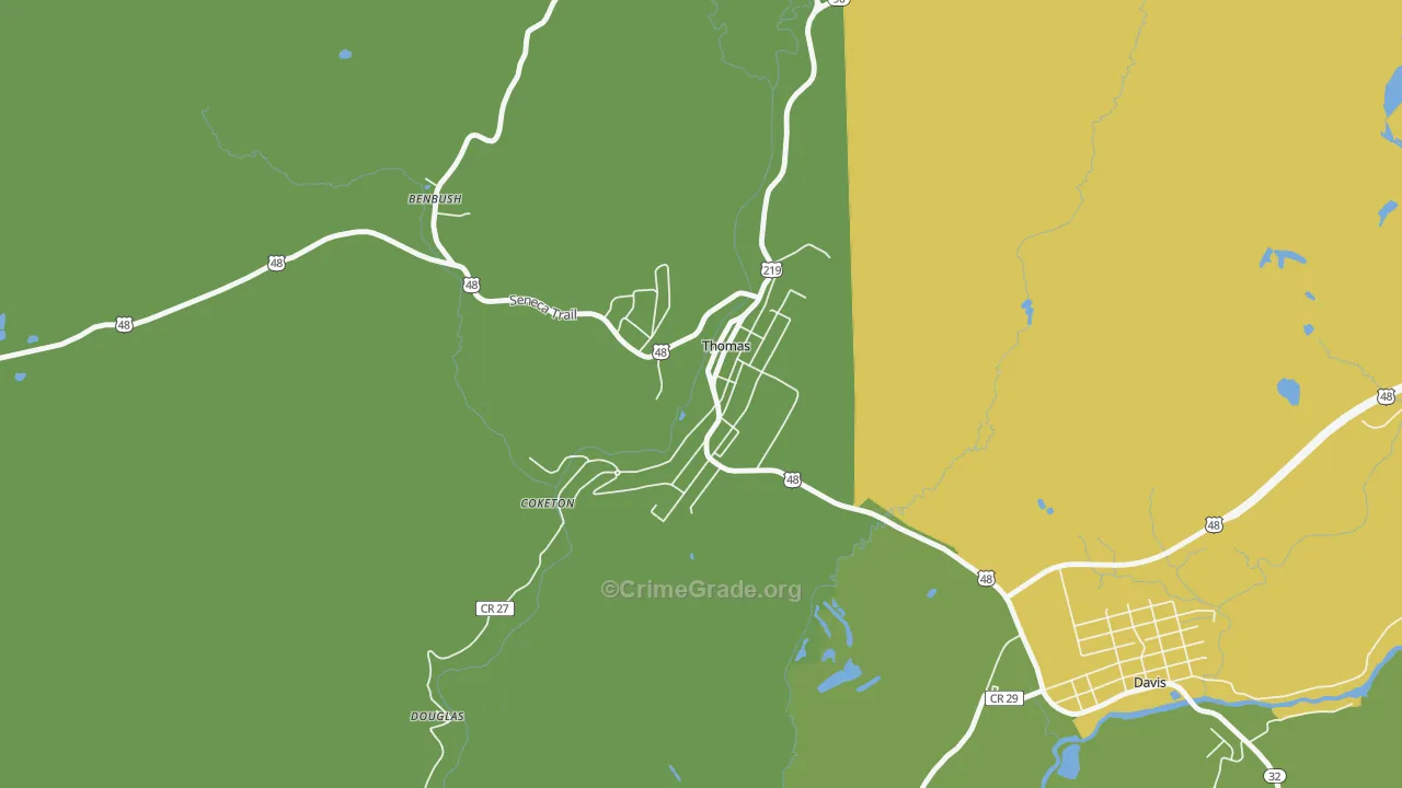Thomas, WV Map of Murder Rates