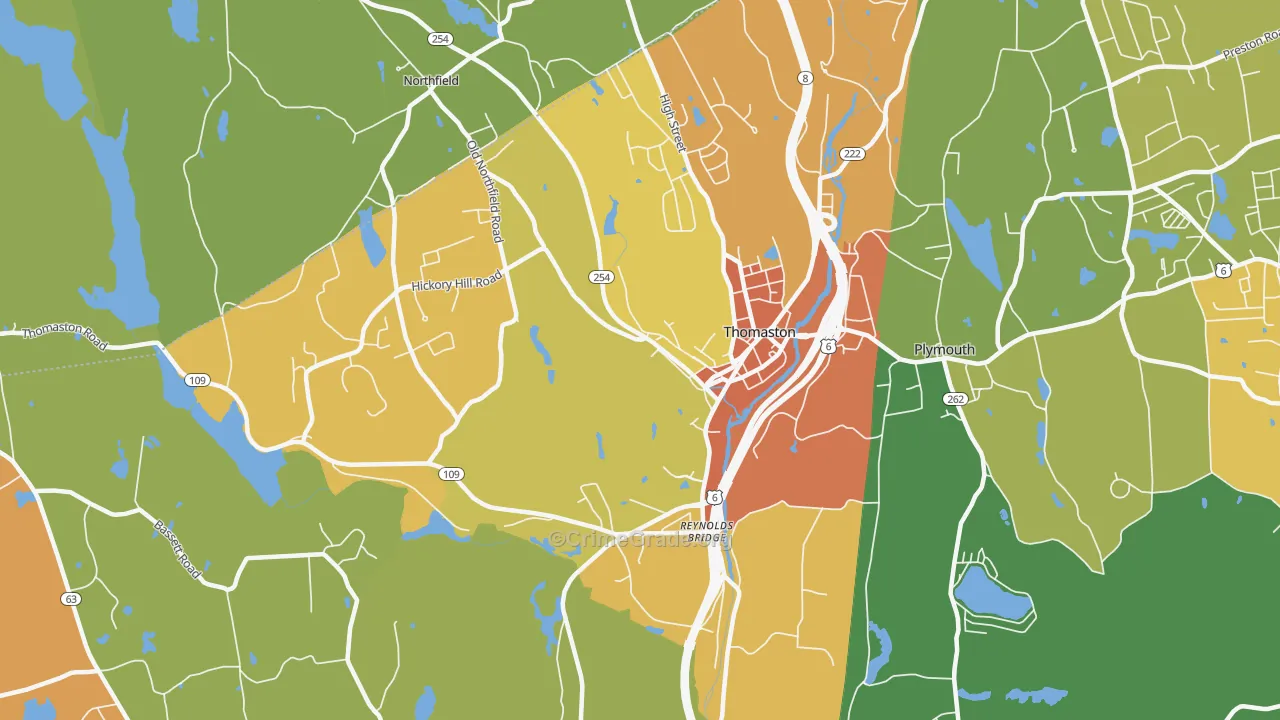 Thomaston, CT Map of Murder Rates