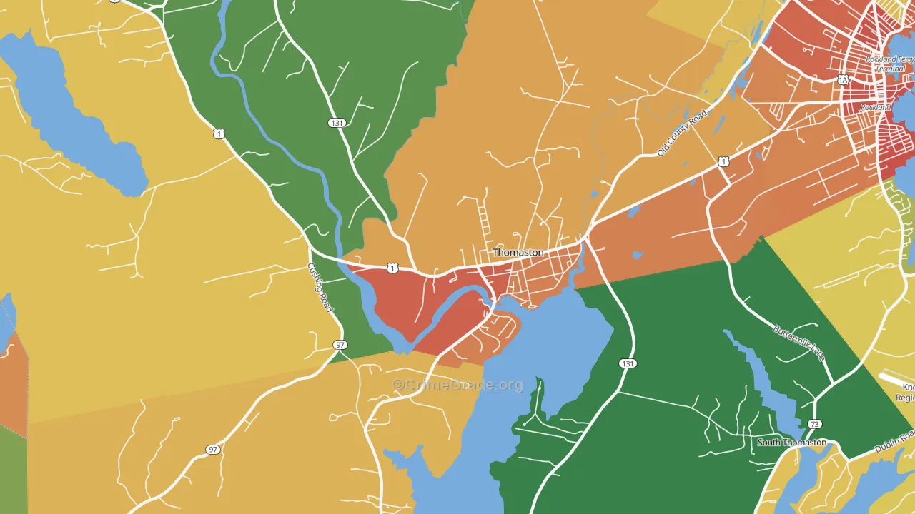 Thomaston, ME Map of Murder Rates