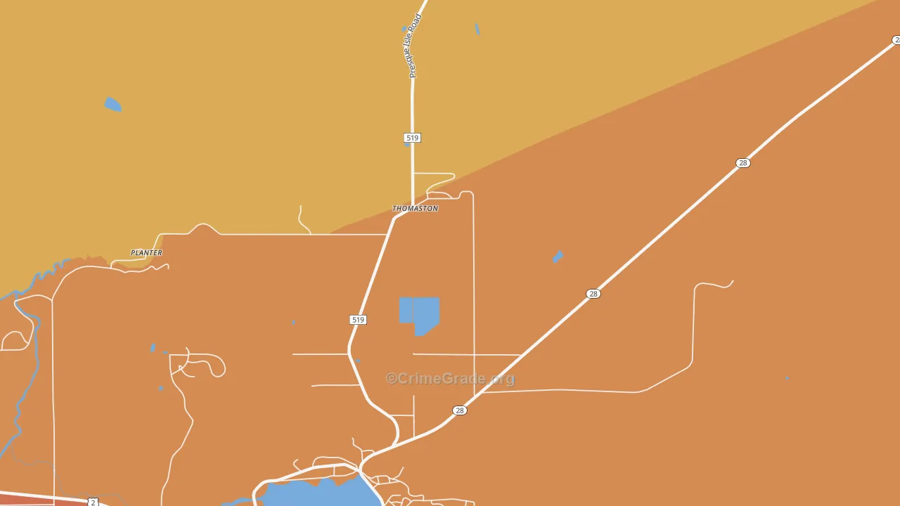 Thomaston, MI Map of Murder Rates