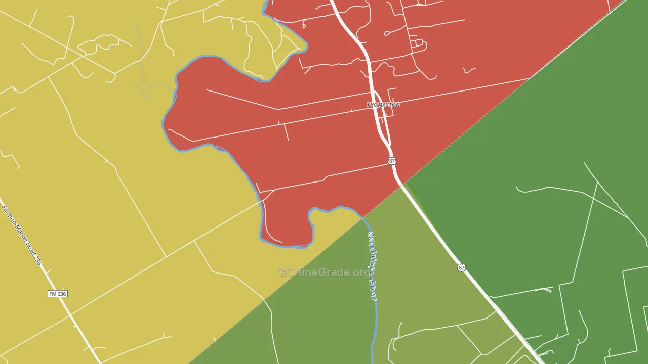Thomaston, TX Map of Murder Rates