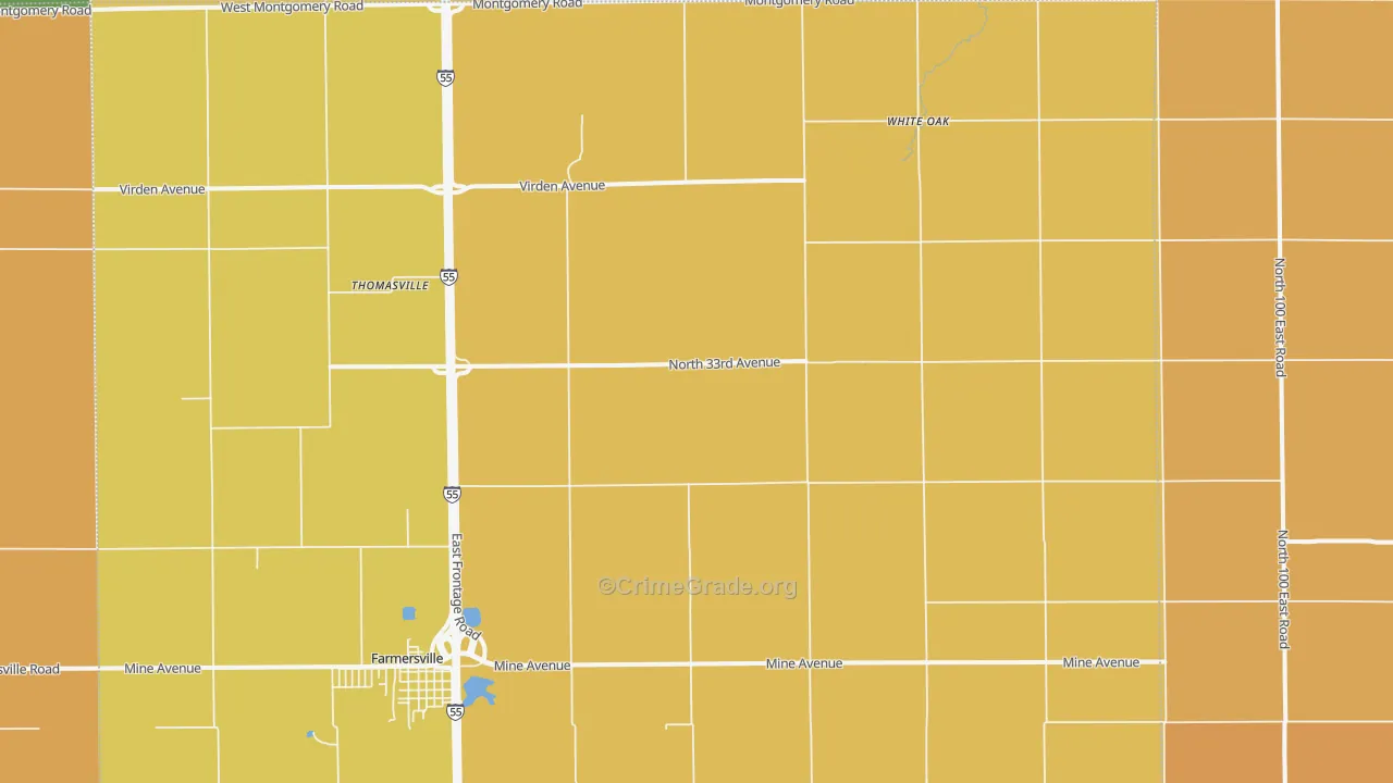 Thomasville, IL Map of Murder Rates