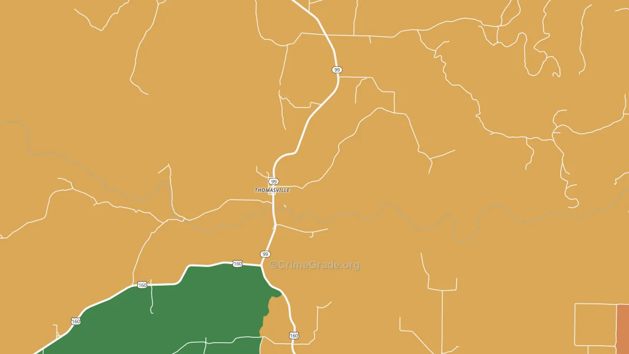 Thomasville, MO Map of Murder Rates