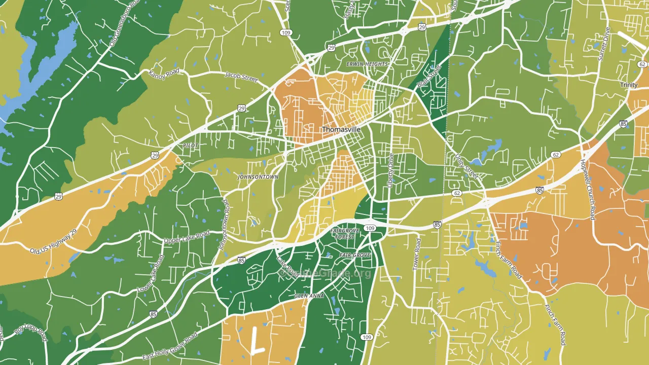 Thomasville, NC Map of Murder Rates