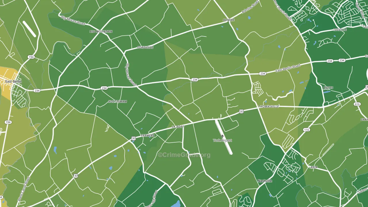 Thomasville, PA Map of Murder Rates