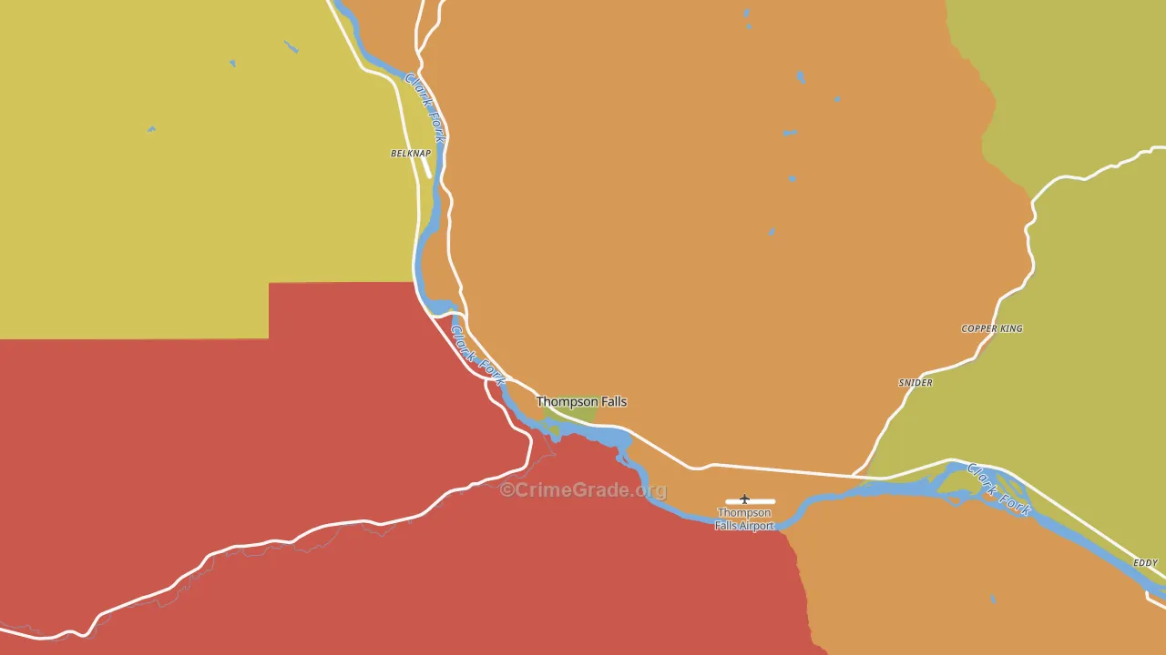 Thompson Falls, MT Map of Murder Rates