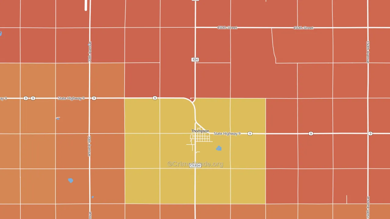 Thompson, IA Map of Murder Rates