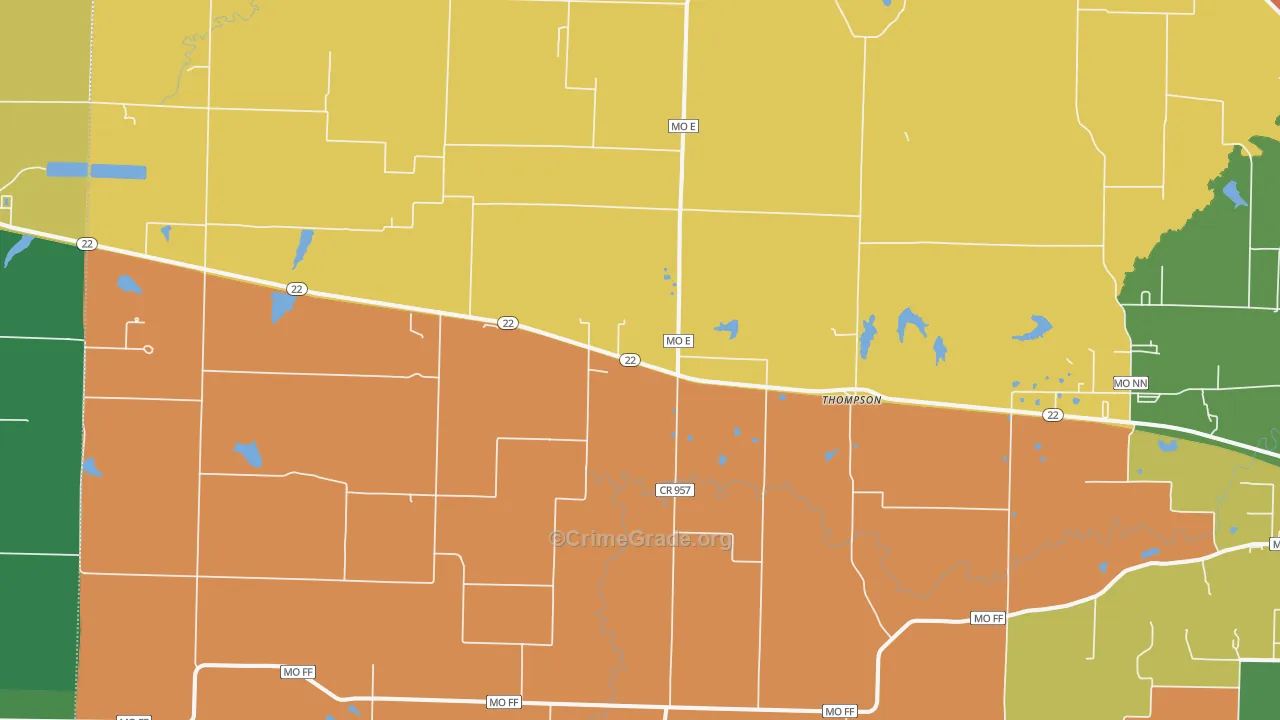 Thompson, MO Map of Murder Rates