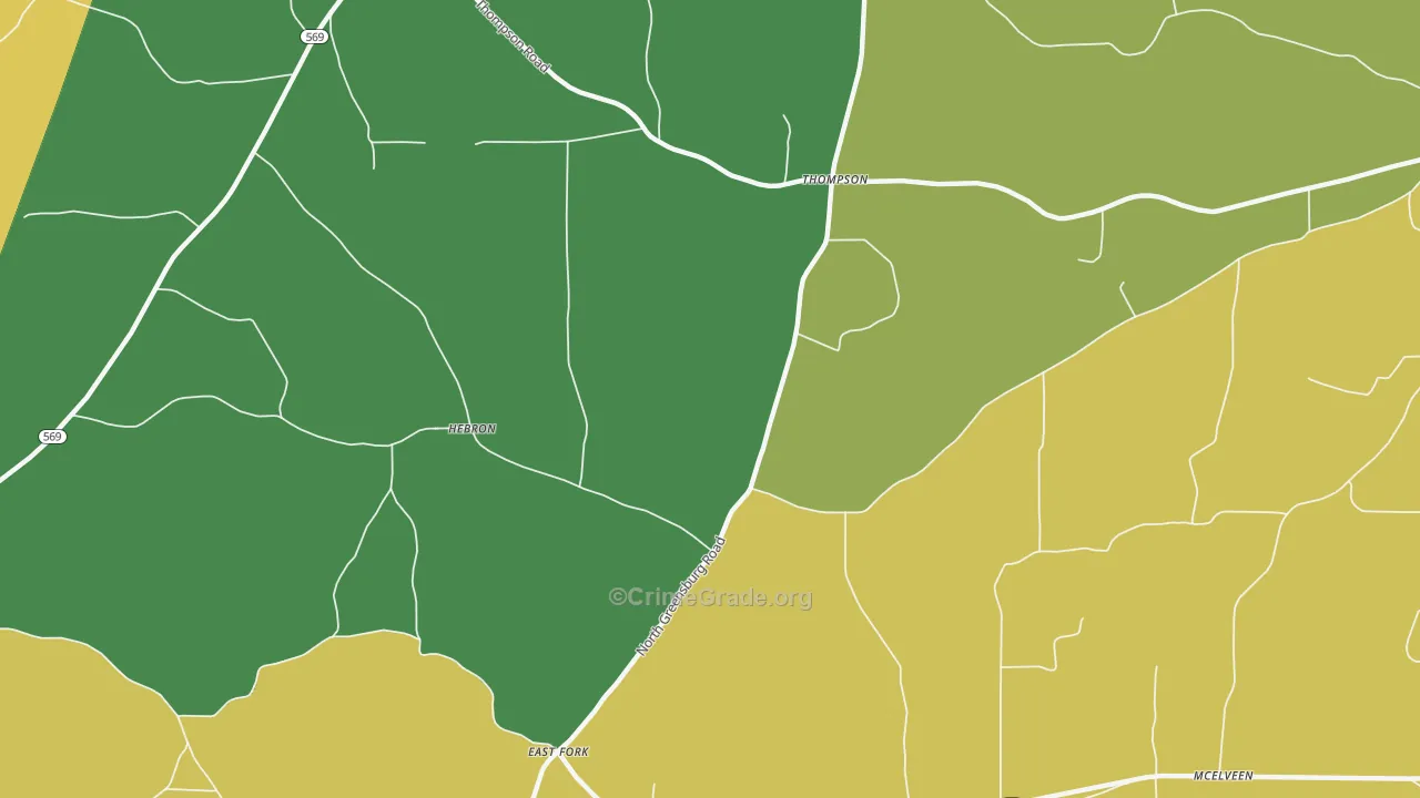 Thompson, MS Map of Murder Rates