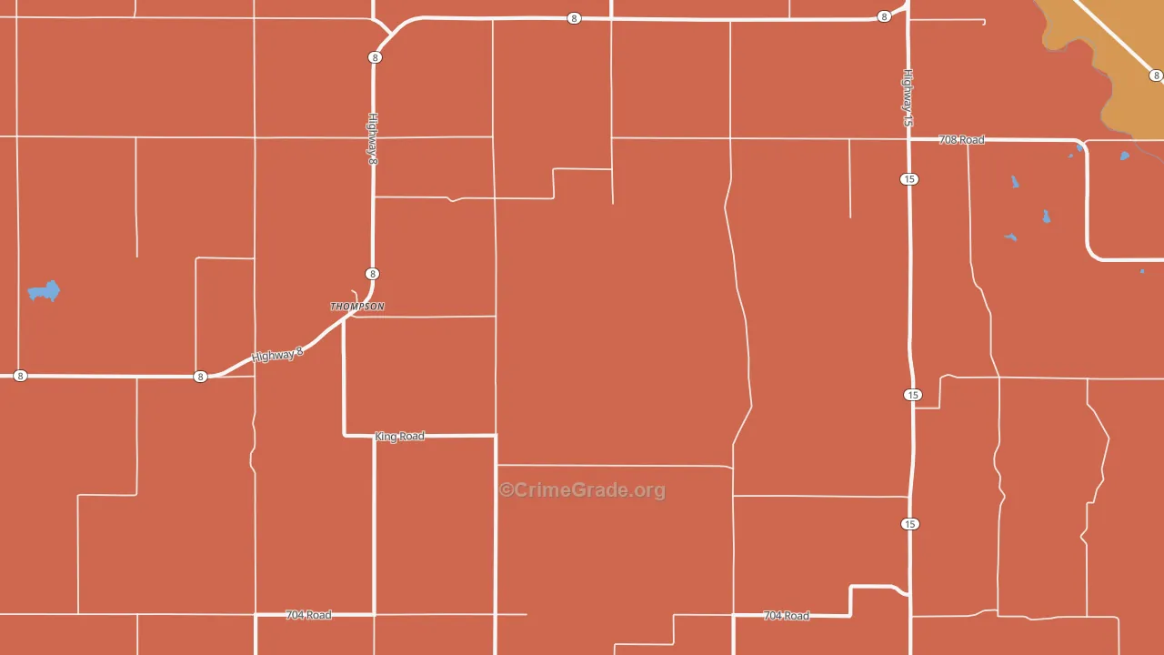 Thompson, NE Map of Murder Rates
