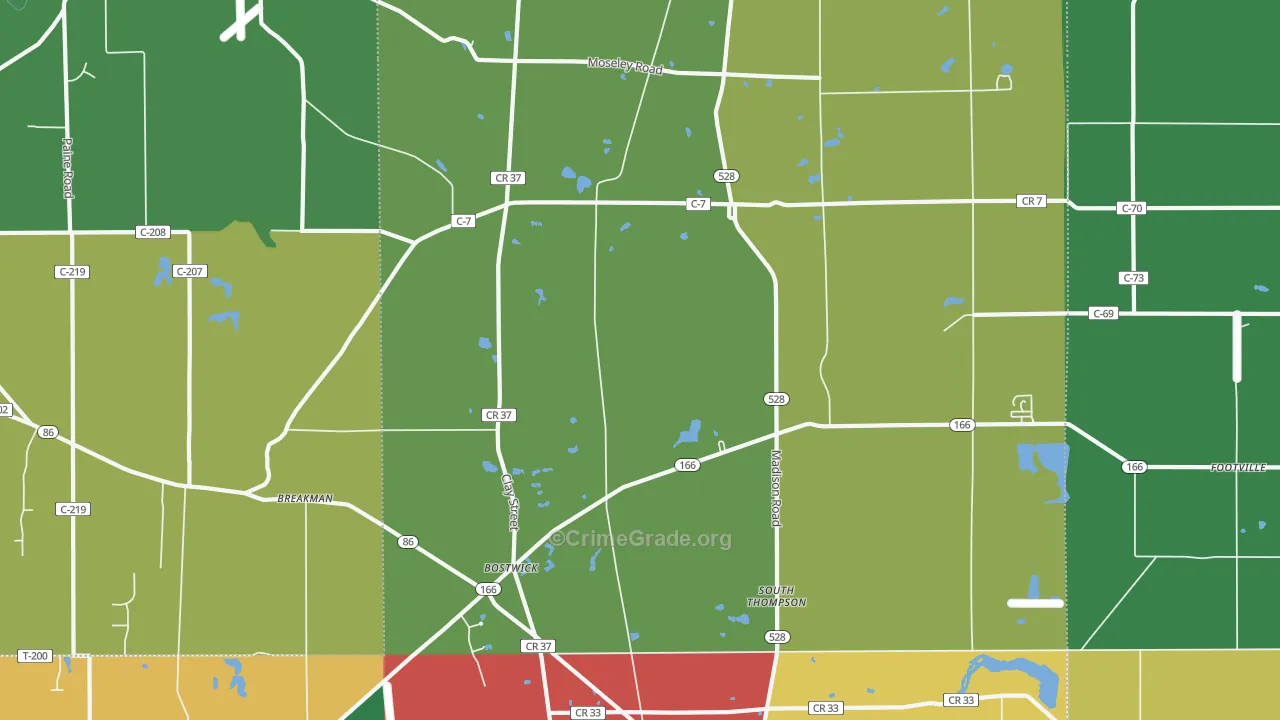 Thompson, OH Map of Murder Rates