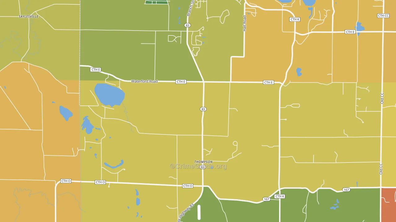 Thompson, WI Map of Murder Rates