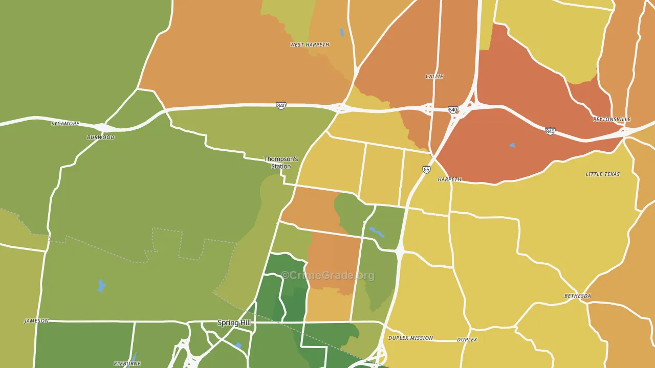 Thompsons Station, TN Map of Murder Rates