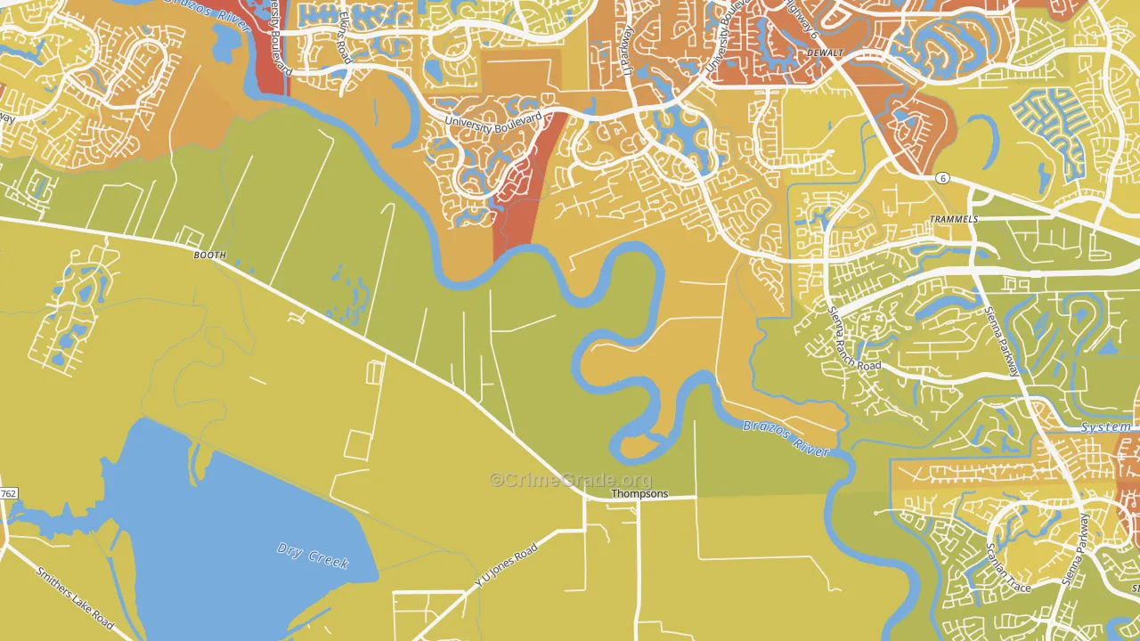 Thompsons, TX Map of Murder Rates