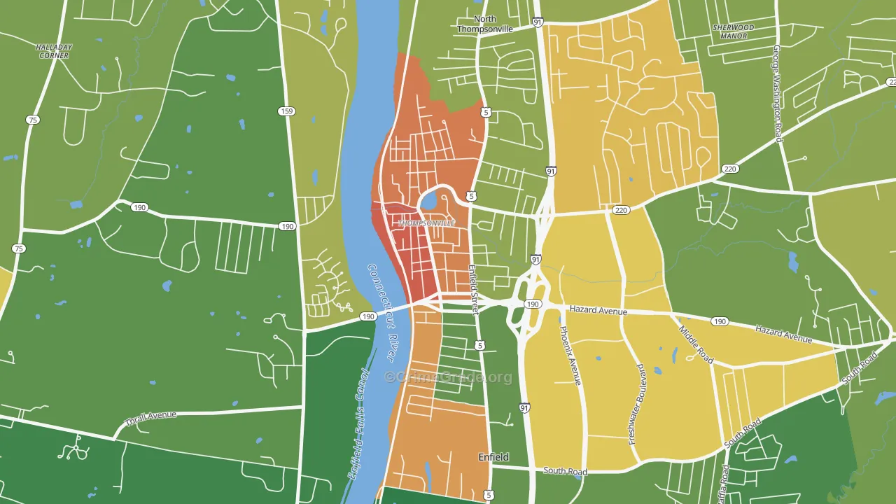 Thompsonville, CT Map of Murder Rates
