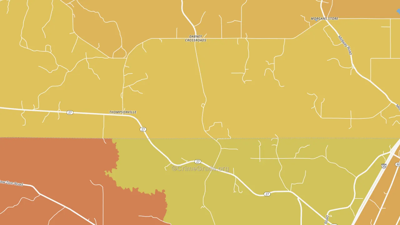 Thompsonville, MS Map of Murder Rates