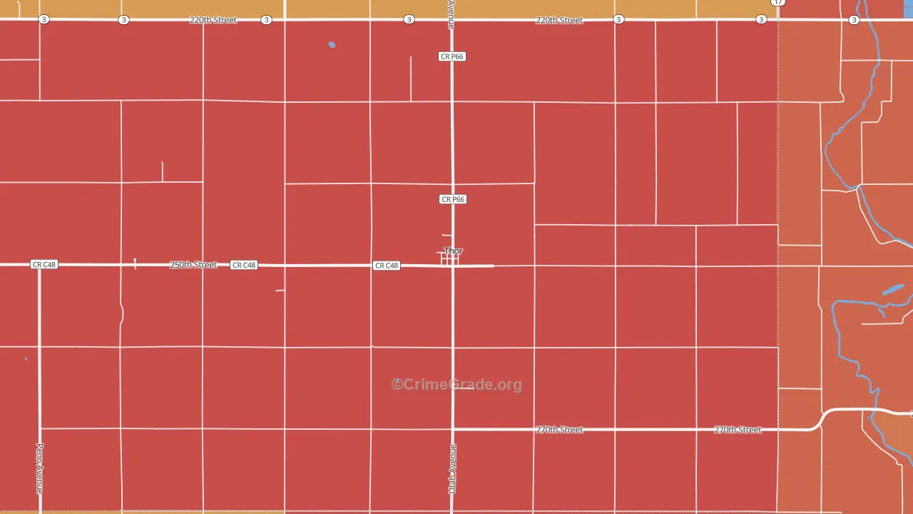 Thor, IA Map of Murder Rates