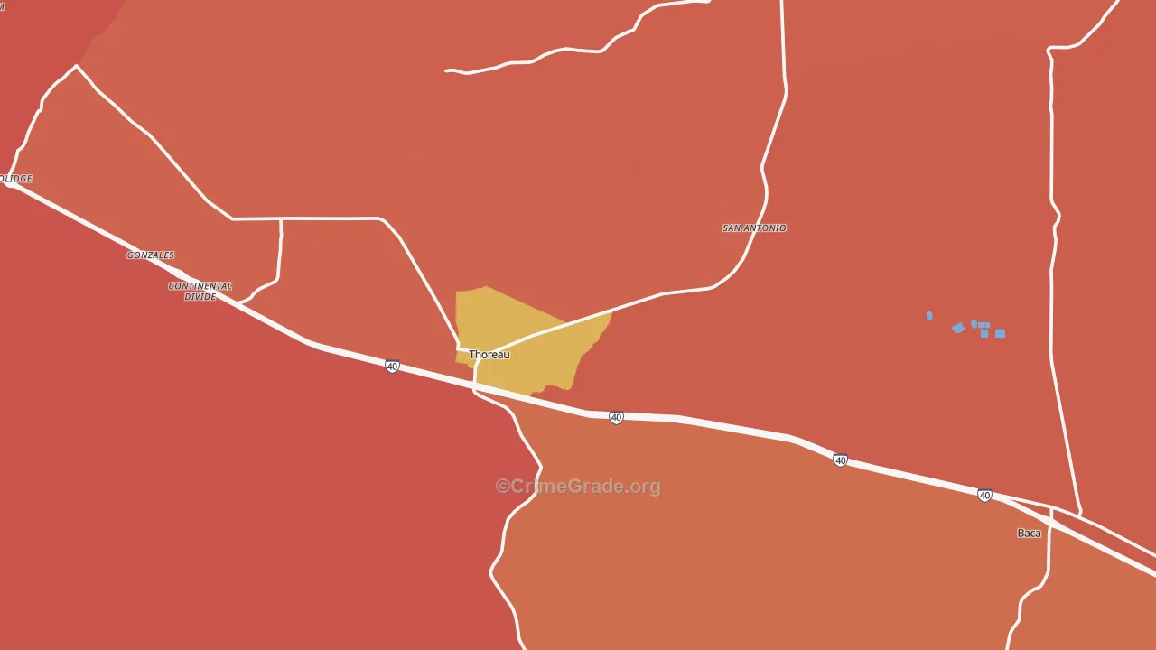 Thoreau, NM Map of Murder Rates
