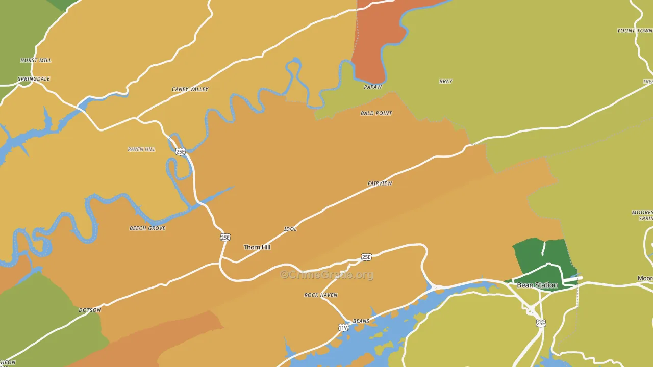 Thorn Hill, TN Map of Murder Rates