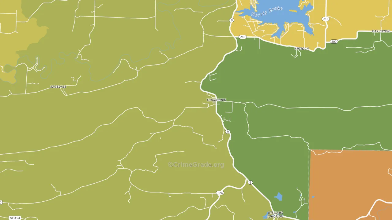 Thornburg, AR Map of Murder Rates