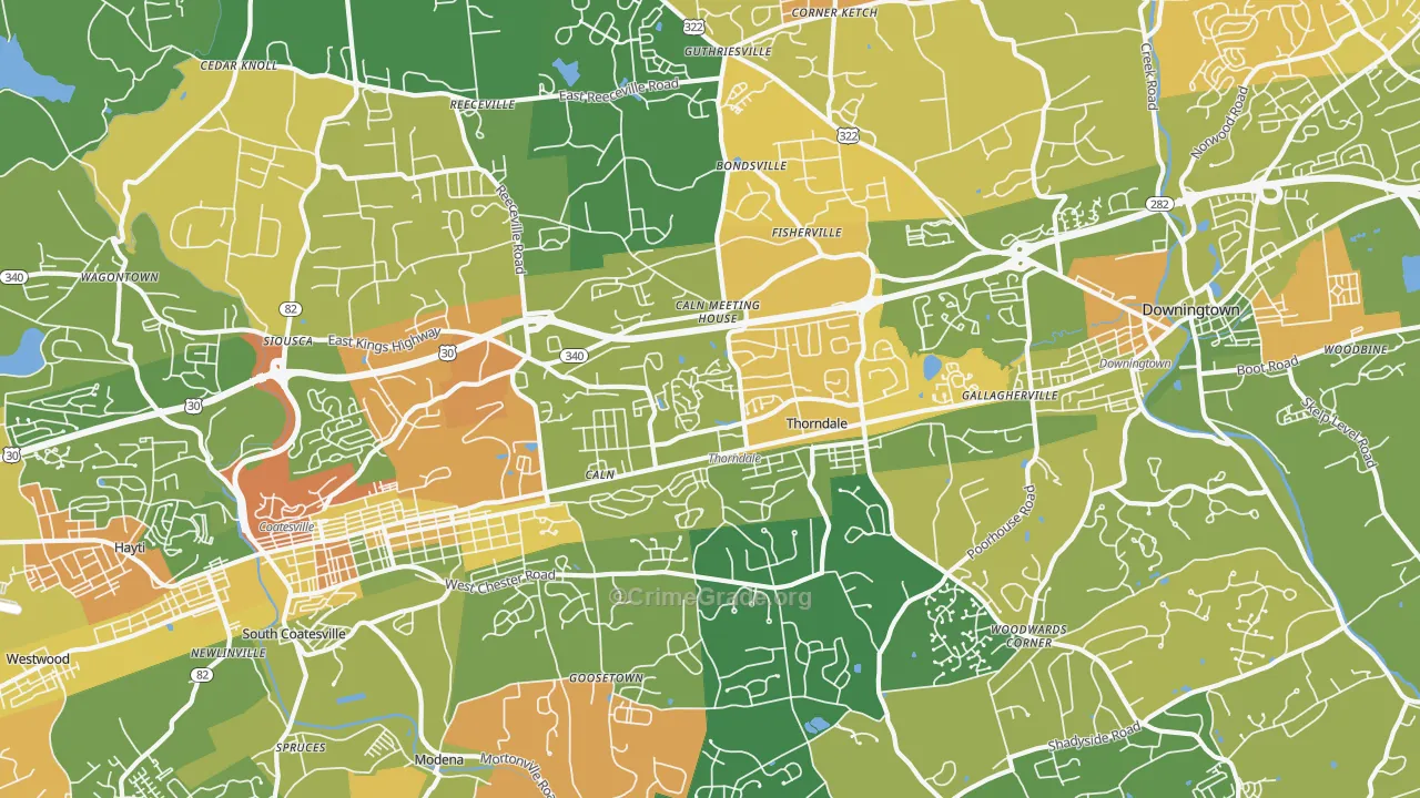 Thorndale, PA Map of Murder Rates