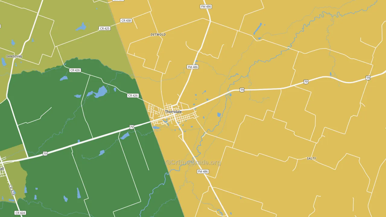 Thorndale, TX Map of Murder Rates
