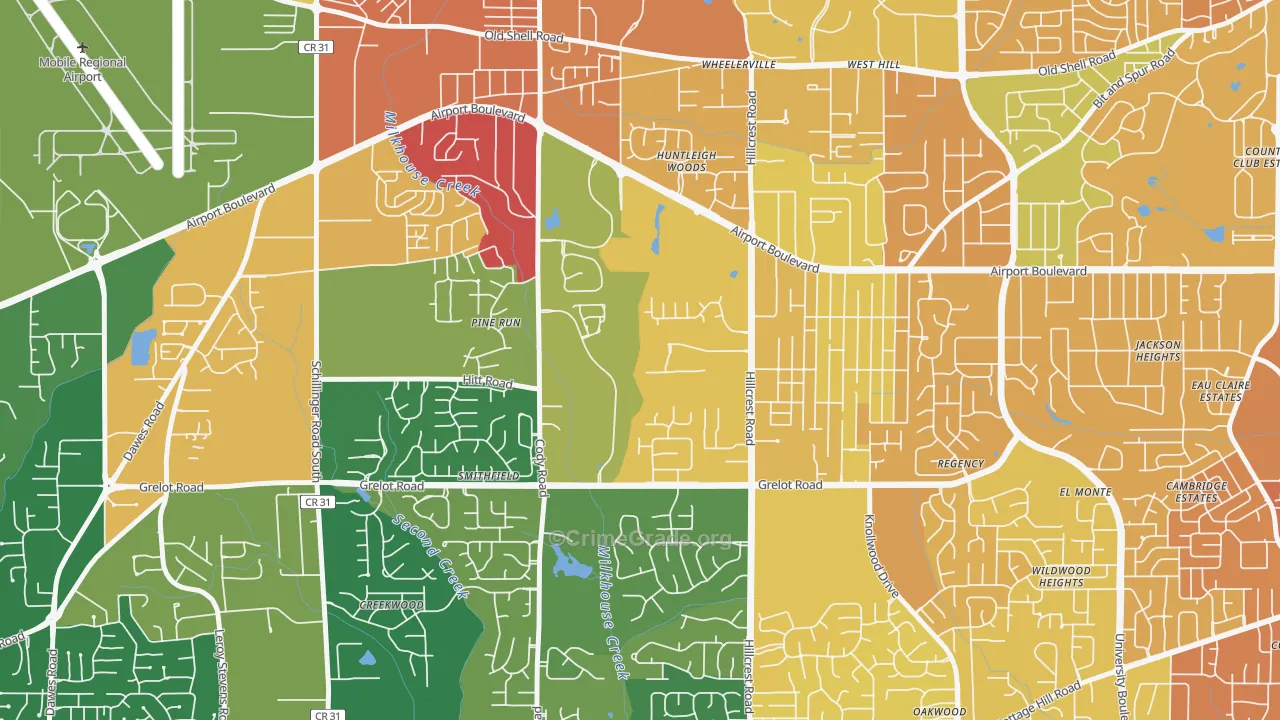 Thornhill, Mobile, AL Map of Murder Rates