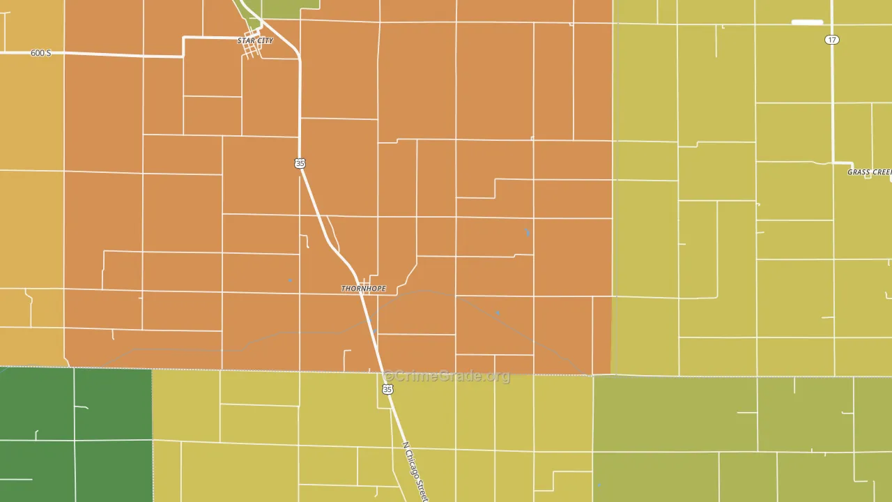 Thornhope, IN Map of Murder Rates