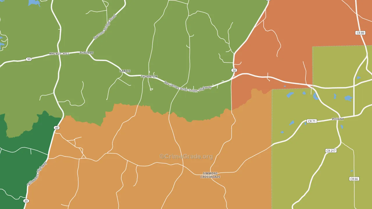 Thornton, AL Map of Murder Rates