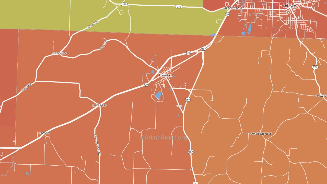 Thornton, AR Map of Murder Rates