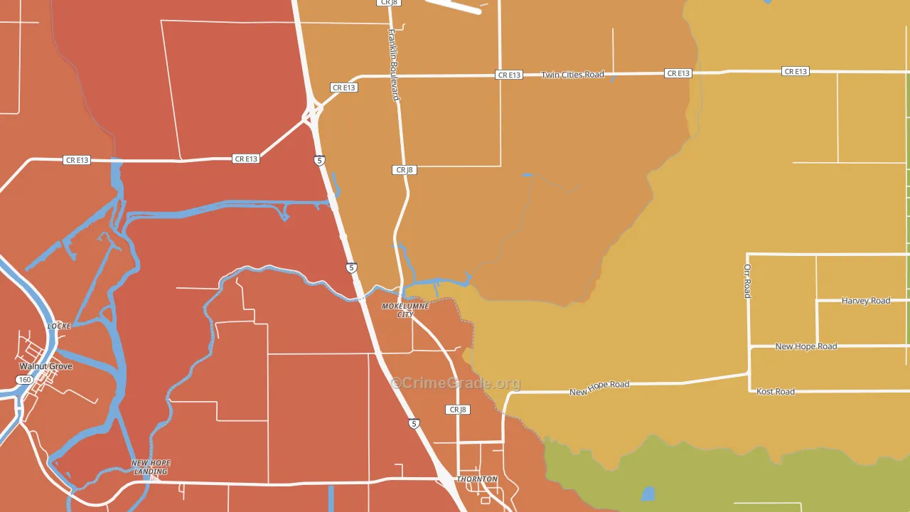 Thornton, CA Map of Murder Rates